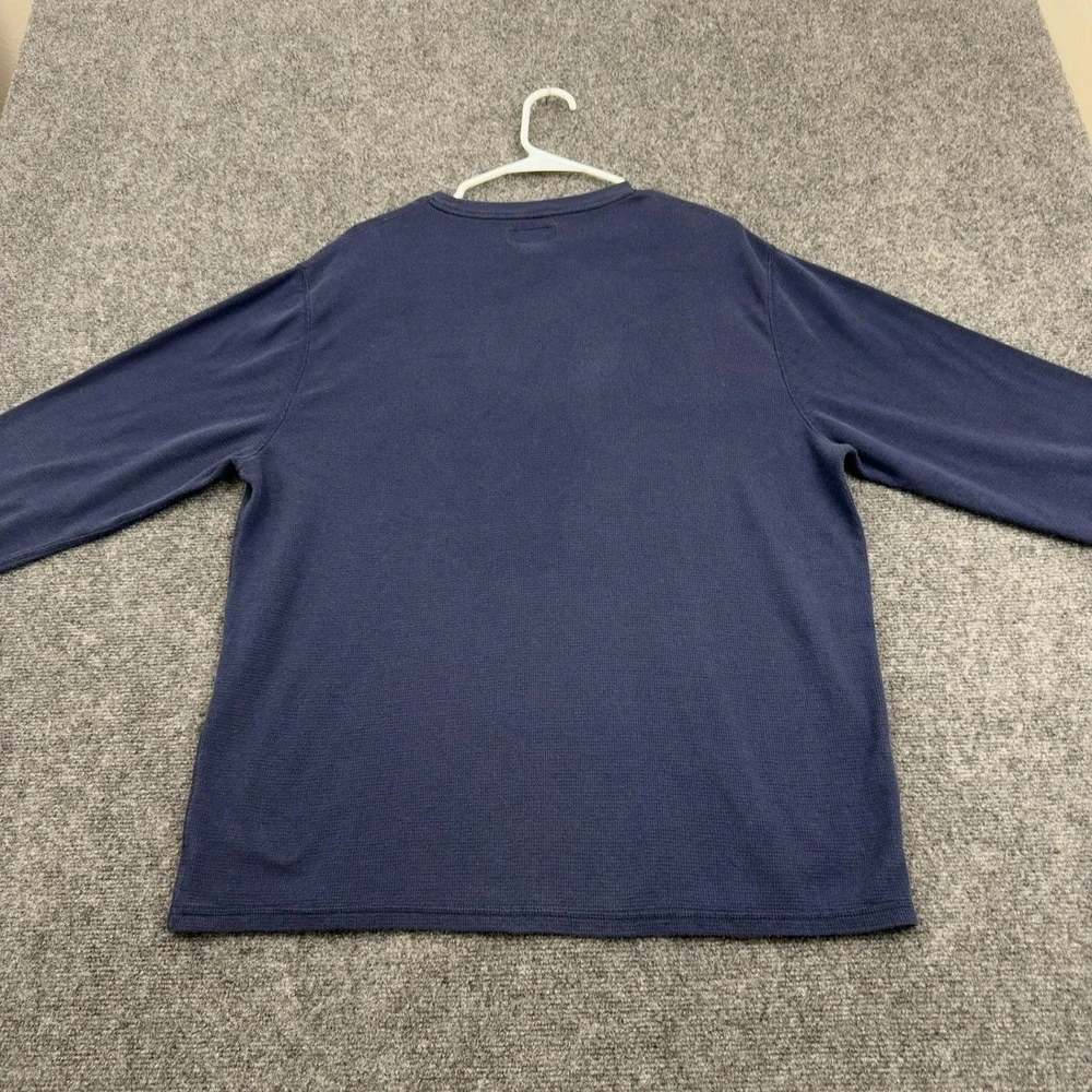 Polo Ralph Lauren Sleepwear Shirt Mens 2XL Blue Waffle Knit Thermal Long Sleeve